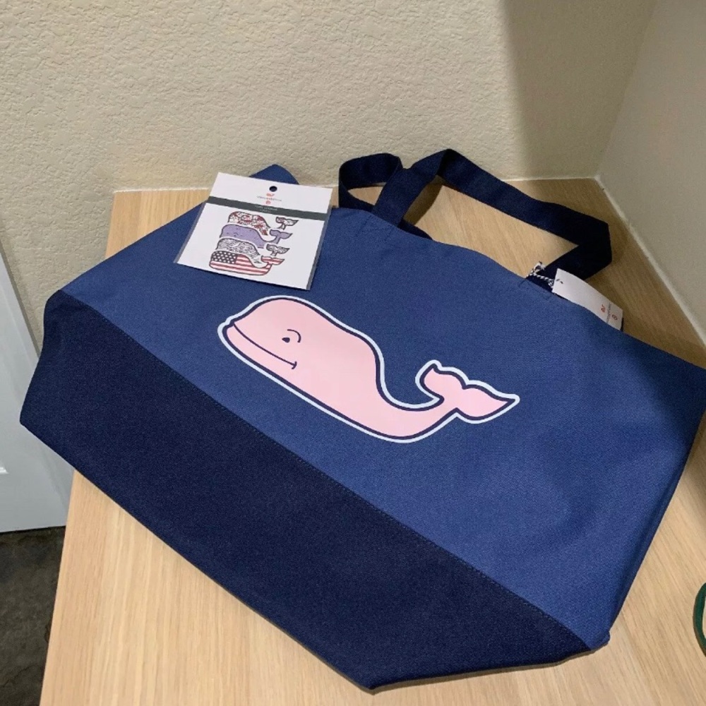 Target Vineyard Vines Pink Whale Beach Tote - Navy